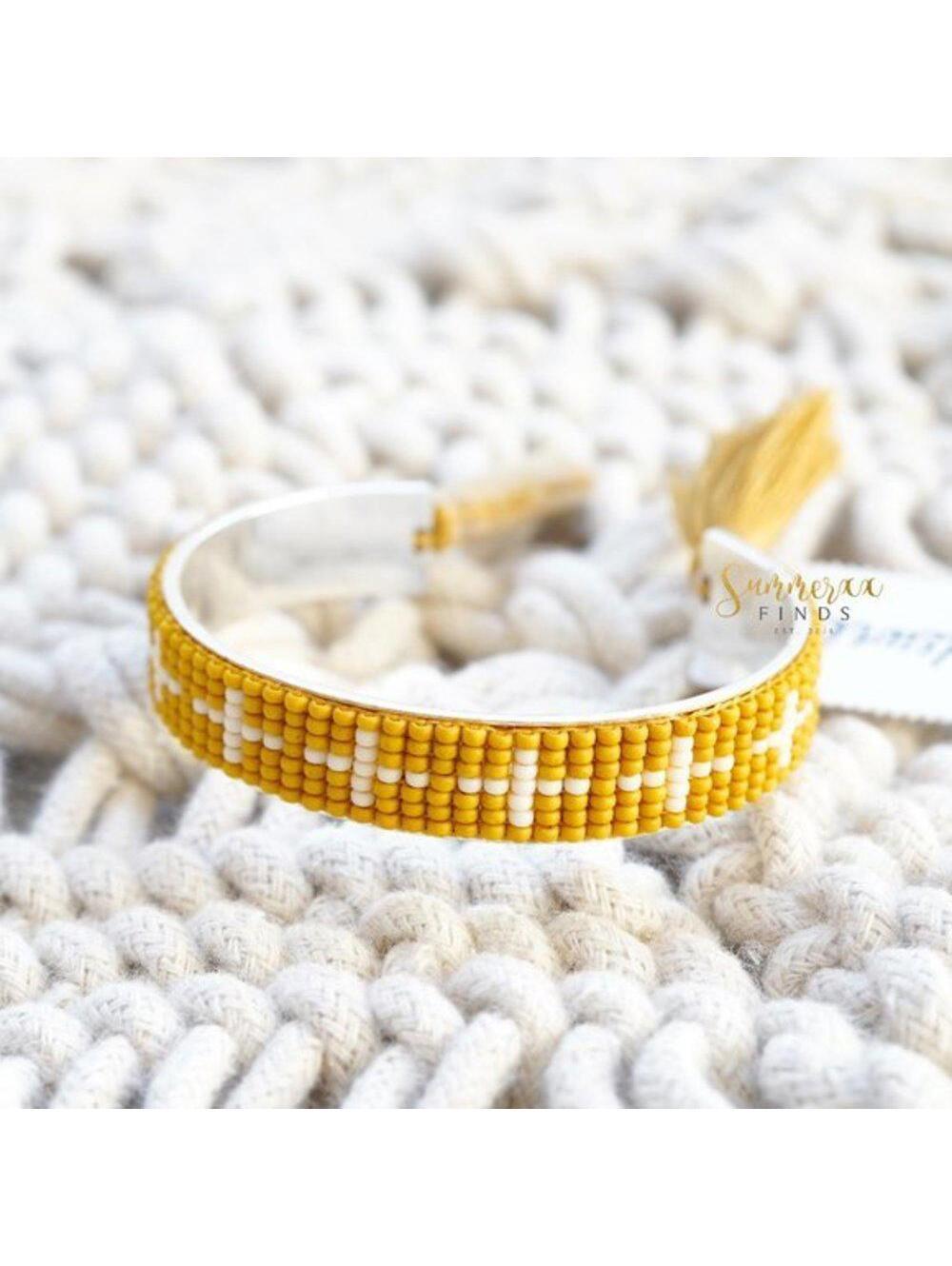Madewell Tassel Trimmed Beaded Cuff Bracelet